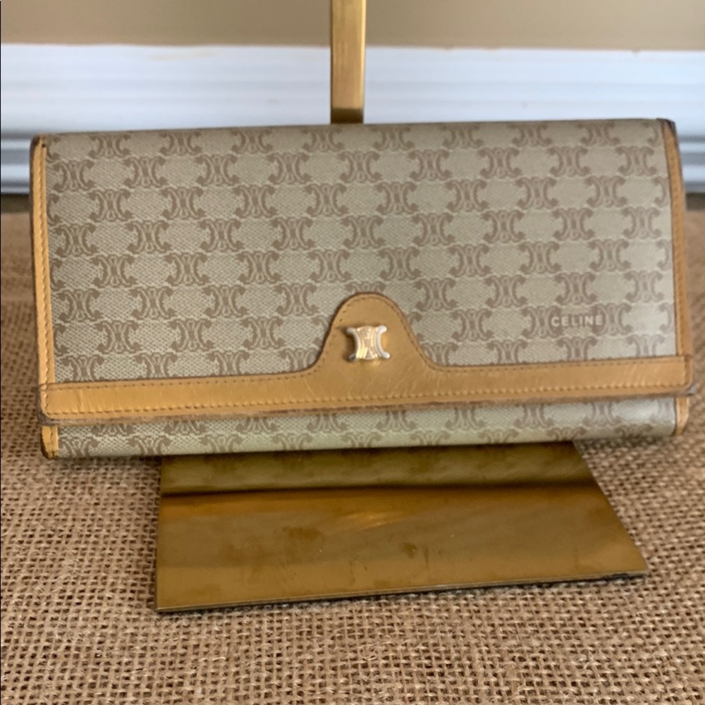 Celine Beige and Tan Monogram Wallet